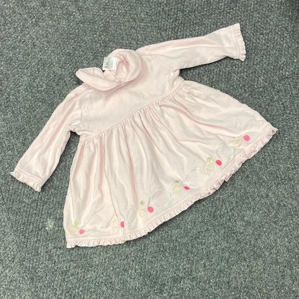 Hanna Andersson Light Pink long sleeve Circles Ruffles dress 70 cm/6-12 months